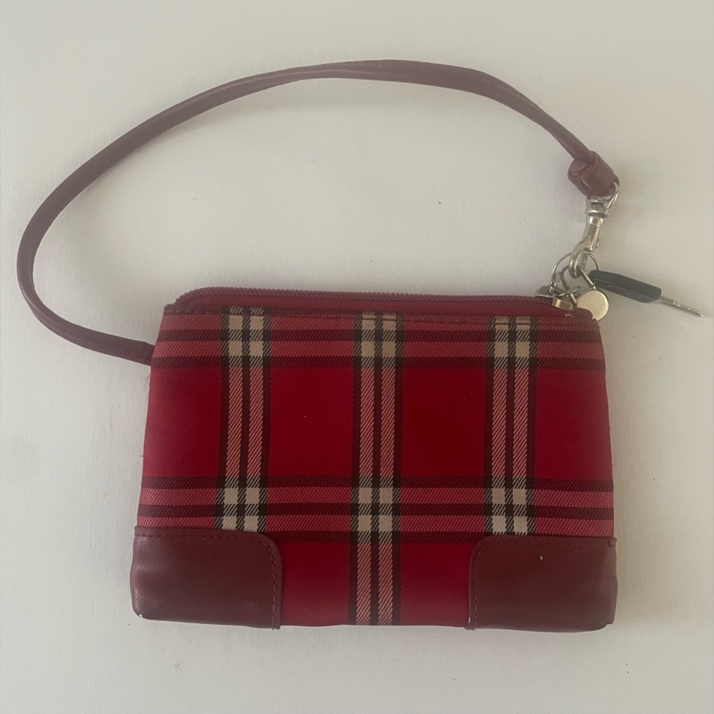 Vintage Plaid Red Wristlet